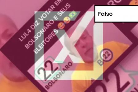 Imagem colorida de post falso sobre Lula e Bolsonaro