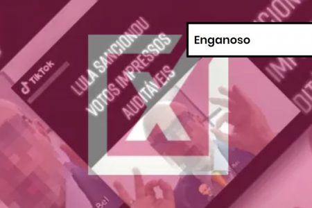Imagem colorida de postagem enganosa sobre proposta de imprimir o comprovante do voto
