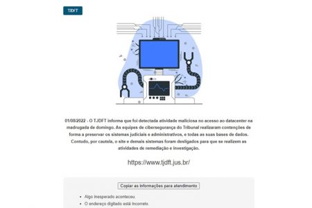 captura de tela do site do TJDFT