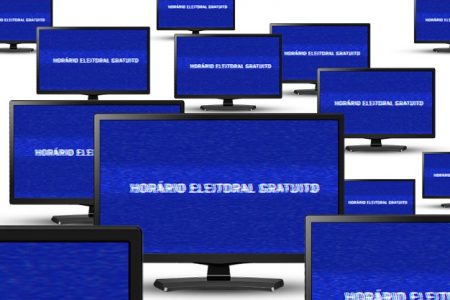 Televisores com mensagem da propaganda eleitoral gratuita - Metrópoles