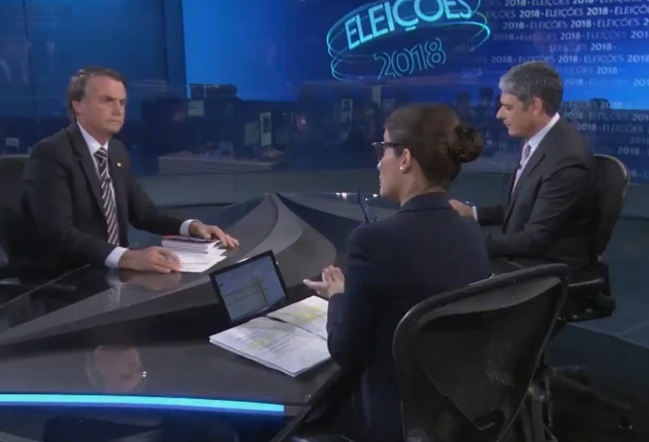 Jair Bolsonaro em entrevista ao Jornal Nacional em 2018