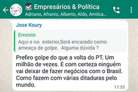 Empresários bolsonaristas defendem golpe de Estado caso Lula seja eleito