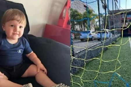 Enrico morreu em rede de campo de futebol