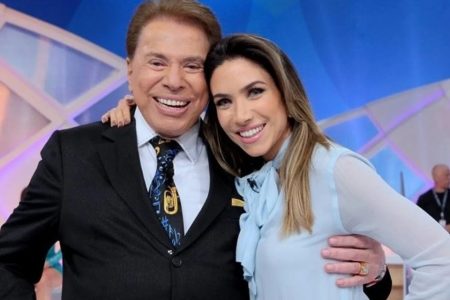 Foto colorida de Patricia Abravanel e Silvio Santos