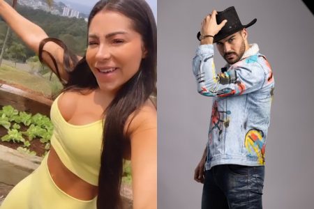Montagem com fotos de Andressa Miranda e Shay