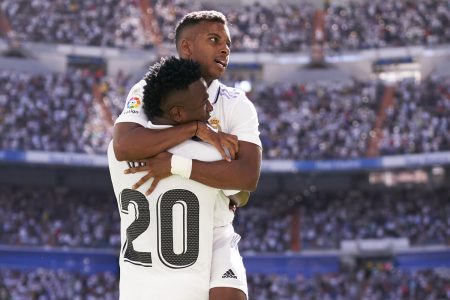 Vini Jr. e Rodrygo comemorando