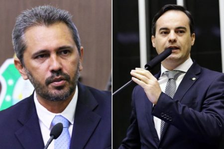 Fotos justapostas de Elmano de Freitas e Capitão Wagner, candidatos ao governo do Ceará e posicionados em primeiro e segundo lugar nas pesquisas - Metrópoles