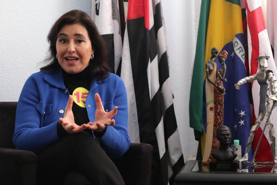 A candidata a Presidência da República, Simone Tebet (MDB), visita a Universidade Zumbi dos Palmares, zona norte de São Paulo
