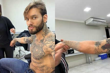 Lucas Lucco "remove" tatuagens com maquiagem para interpretar dois papéis no filme Rodeio Rock