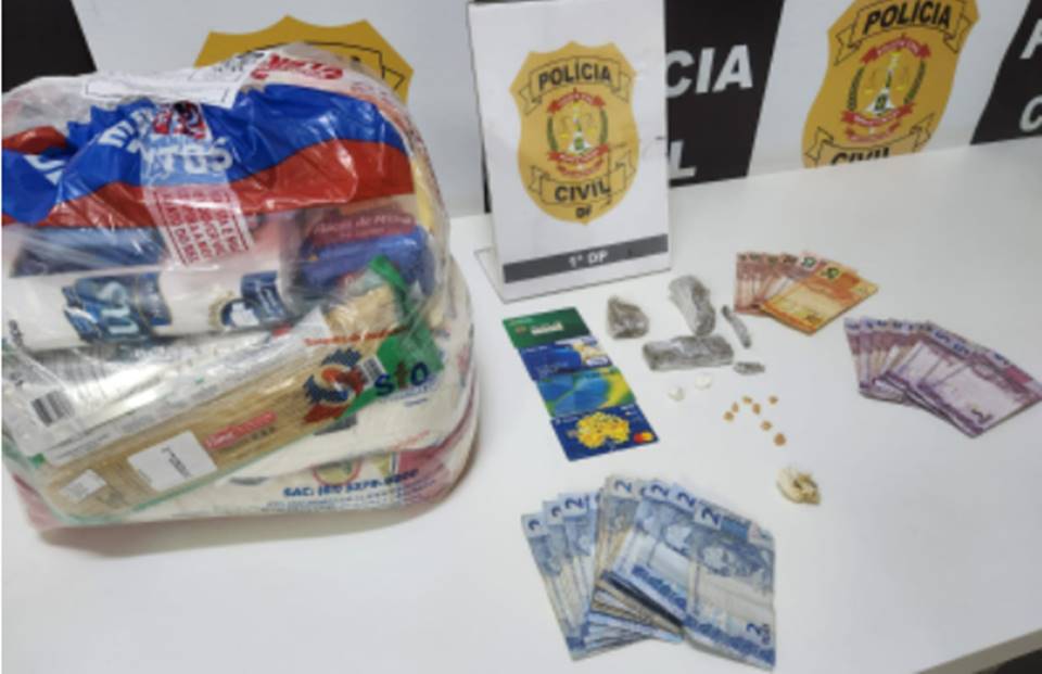 cesta básica e drogas apreendidas
