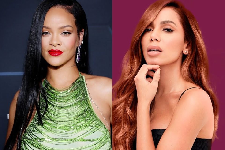 Rihanna anuncia Anitta no desfile de sua marca de roupas íntimas (Reprodução/Montagem Metrópoles)