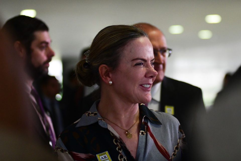 Presidente nacional do PT, Gleisi Hoffmann após reunião com ministro da Casa Civil, Ciro Nogueira