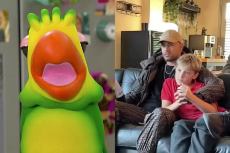 Louro Mané, personagem do programa Mais Você; à direita, Neymar assiste à convocação para a Copa do Mundo ao lado do filho, Davi Lucca - Metrópoles
