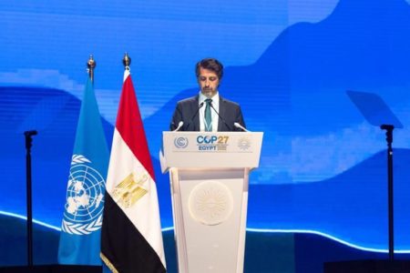Ministro do Meio Ambiente, Joaquim Leite, em discurso na COP27
