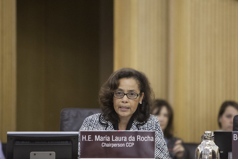 A embaixadora Maria Laura da Rocha durante sessão da ONU em Roma, na Itália, em 2016
