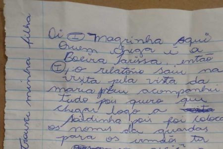 Carta atribuída a presa do PCC em SP