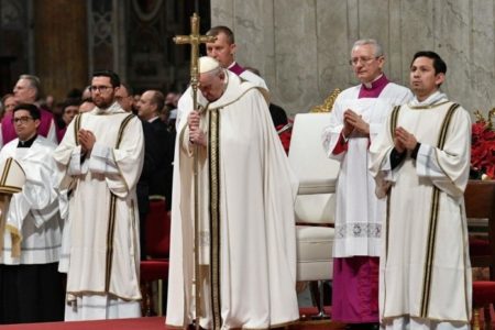 Papa Francisco durante missa de Natal, em 24/12/2022