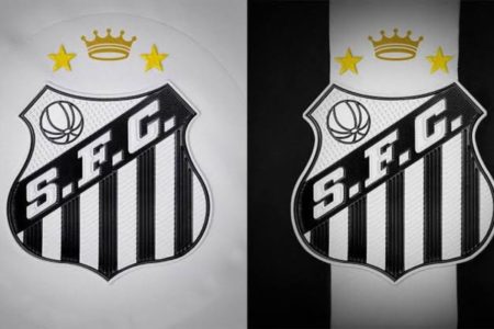 Novo modelo de logo do Santos, com coroa sob escudo em homenagem ao jogador Pelé - Metrópoles