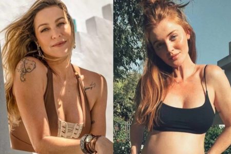 Montagem de Luana Piovani e Cintia Dicker, respectivamente ex e atual esposas de Pedro Scooby - Metrópoles