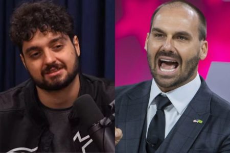 Monark (à esquerda) e Eduardo Bolsonaro (à direita)