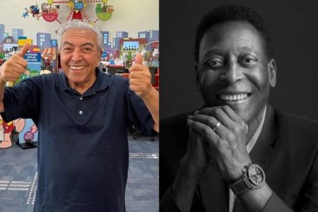 montagem com Mauricio de Sousa e Pelé - metrópoles