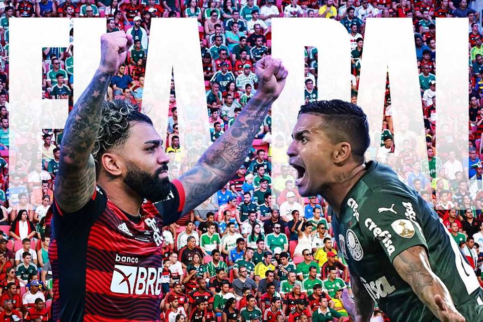 Jogadores do Palmeiras e do Flamengo, que jogarão a Supercopa no DF