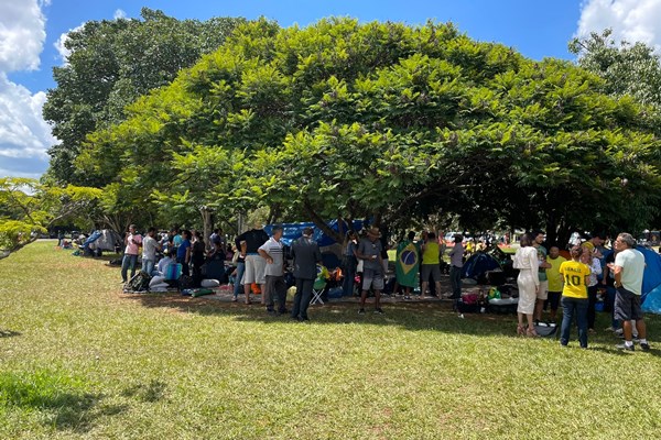 Fotografia colorida de grupo de pessoas em gramado