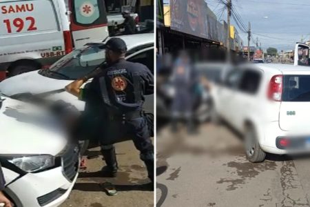 goias ciclista perna prensada entre carros