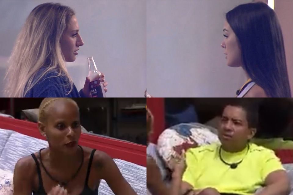 A montagem de quatro fotos tem participantes do BBB23. Bruna Griphao, Larissa, Aline Wirley e Bruno