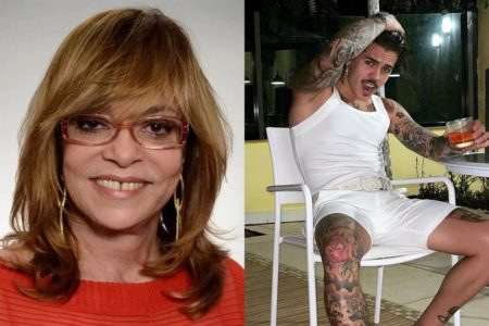 Montagem com fotos de Gloria Perez e do cantor Biel - Metrópoles