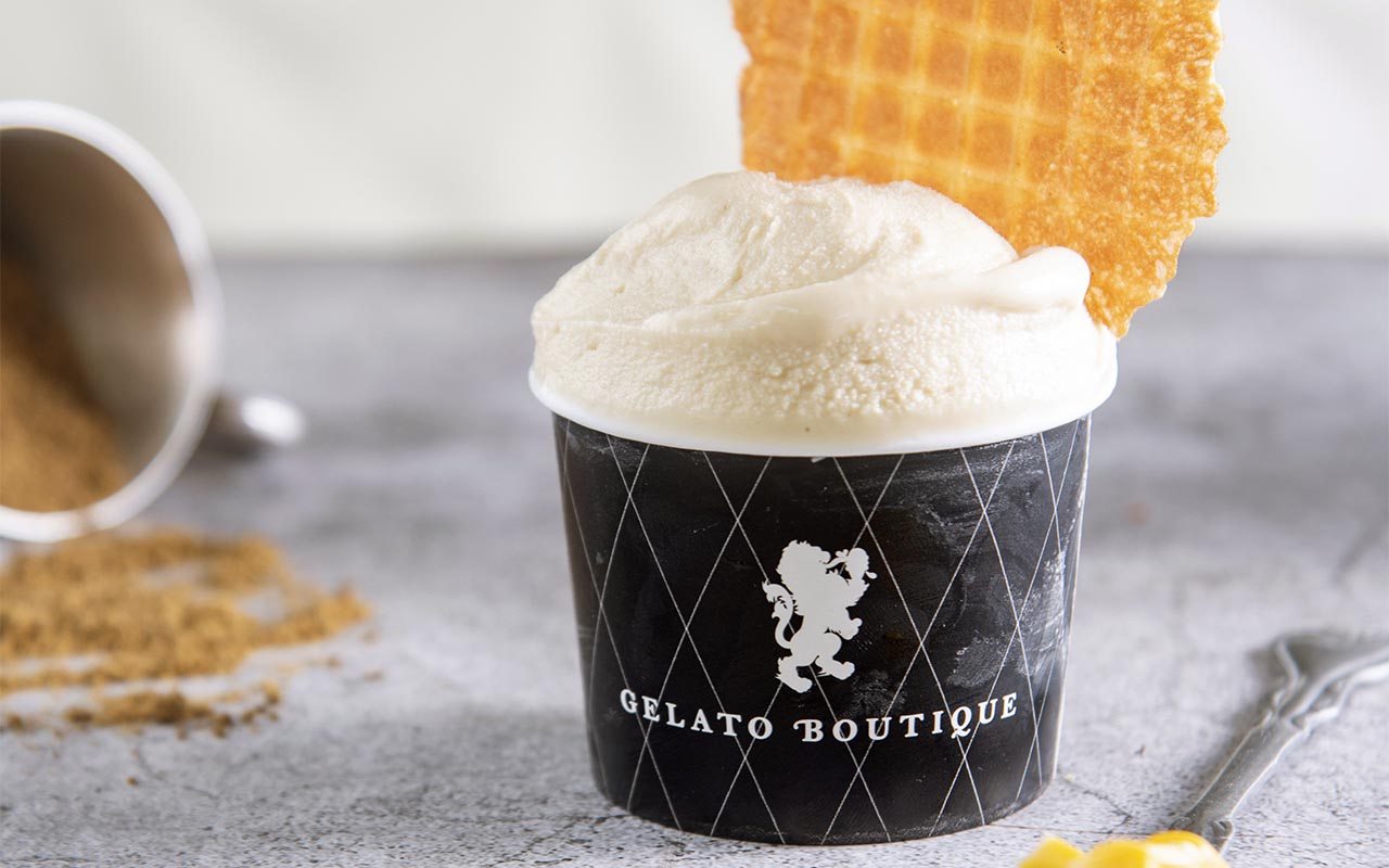 Sorvete de chocolate branco da Gelato Boutique, de São Paulo