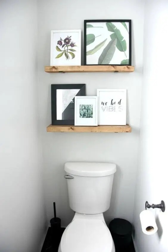 Decoração - banheiro - quadro - prateleira