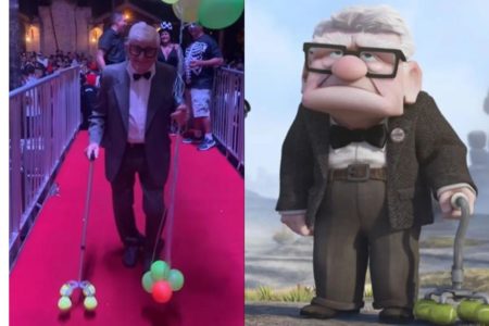 Fantasiado como o personagem Carl Fredricksen, do filme UP: Altas Aventuras, o seu Toninho foi o ganhador na categoria melhor fantasia individual