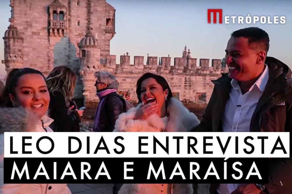 Print colorido de card de entrevista de Maiara e Maraisa à coluna LeoDias