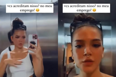 Mel Maia grava stories no elevador - Metrópoles