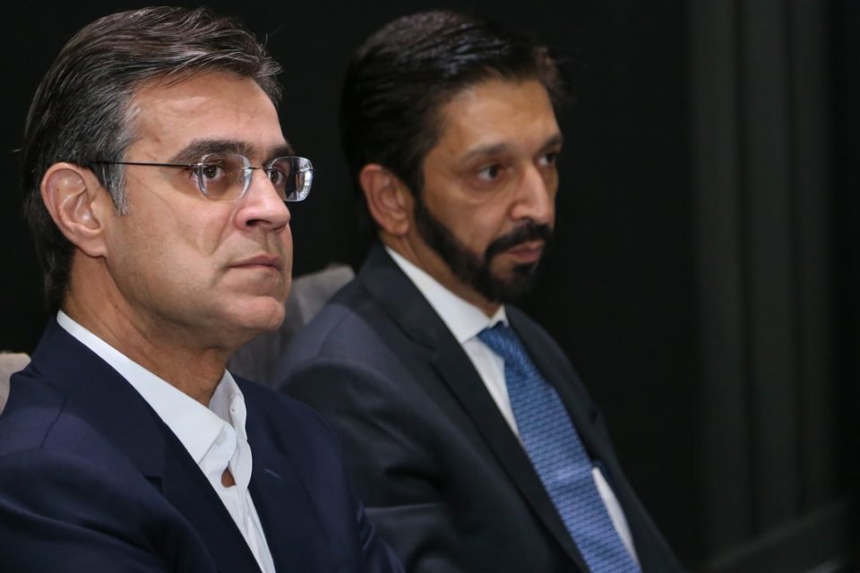 Rodrigo Garcia, então governador de São Paulo, ao lado do prefeito de São Paulo, Ricardo Nunes