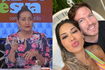 À esquerda, Sonia Abrão no A Tarde É Sua; à direita, Maíra Cardi e Thiago Nigro - Metrópoles