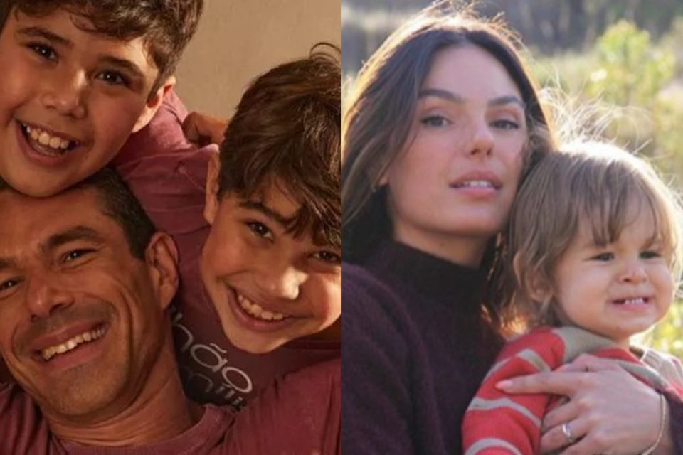 Fotos coloridas de Isis Valverde e Marcus Buaiz com os filhos