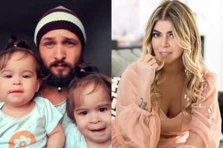 montagem com Xico Santos e as duas filhas e Bruna Surfistinha - metrópoles