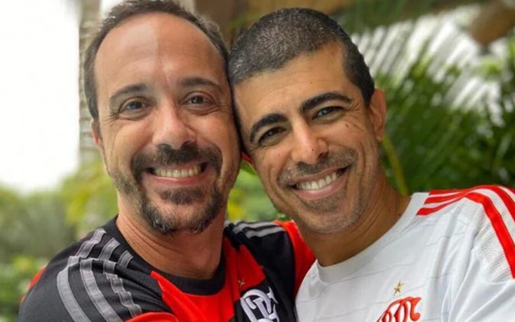 Nelito Fernandes e Marcius Melhem abraçados