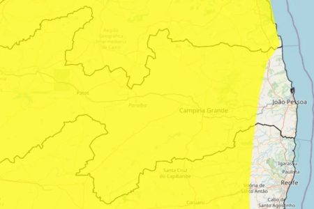 Imagem colorida de mapa da Paraíba - Metrópoles