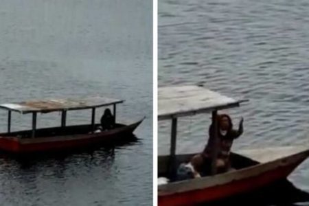 Imagem mostra barco de casal de pescadores encontrado à deriva em Manaus - Metrópoles