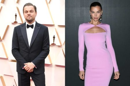 montagem com fotos de Leonardo DiCaprio e Irina Shayk - metrópoles