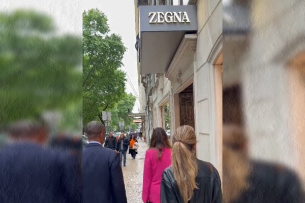 Imagem colorida mostra Janja na Zegna em Lisboa - Metrópoles