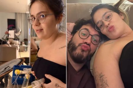 Na imagem, duas fotos: uma com a influenciadora Viih Tube e outra dela com o marido Eliezer - Metrópoles