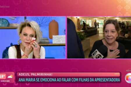 Ana Maria Braga conversando com filhas de Palmirinha