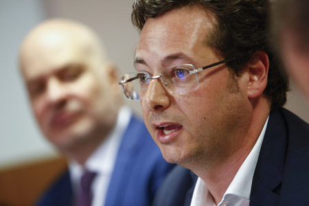Advogados Marcelo Bessa e Fábio Wajngarten durante entrevista coletiva na sede do PL - Metrópoles