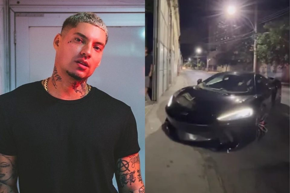 Fotos coloridas de Filipe Ret e seu carro avaliado em R$ 3 milhões