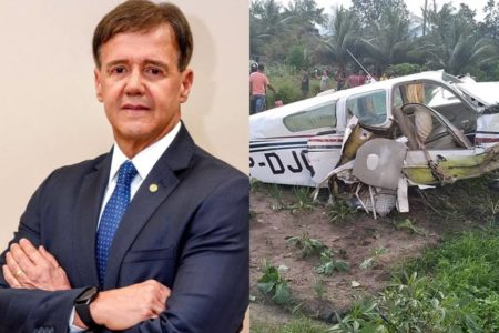 montagem com foto de deputado e avião batido - metrópoles