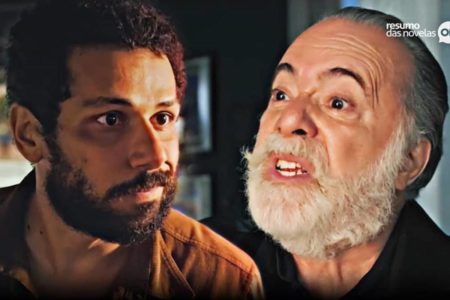 Imagem colorida de Ramiro e Antônio, personagens da novela Terra e Paixão - Metrópoles